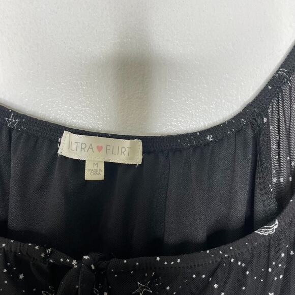 Ultra Flirt Ruched Dress M Celestial Gypsy Black Moon Stars Cottagecore Goth - Picture 3 of 7